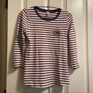 J Crew 3/4-Sleeve Tee with Jeweled Details
